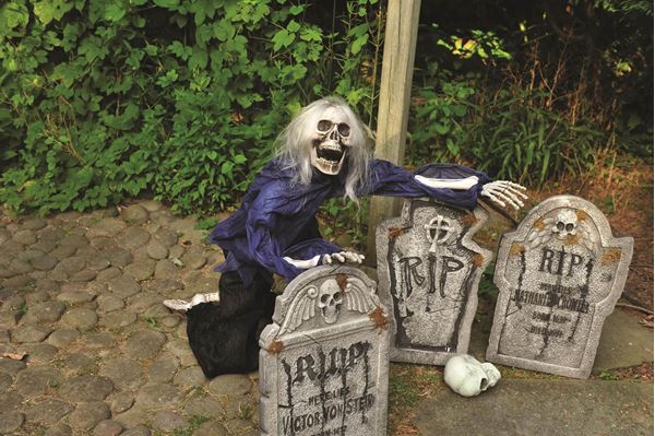 Imagen de Esqueleto Arrastrándose con Cabello Gris Halloween (1,5 m)