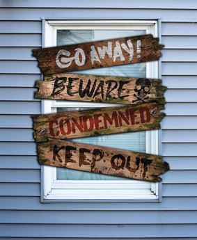 Imagen de Carteles Decorativos Halloween "Haunted Window Boards" con Palabras (69x14 cm, 4 piezas)