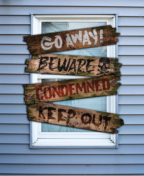 Imagen de Carteles Decorativos Halloween "Haunted Window Boards" con Palabras (69x14 cm, 4 piezas)