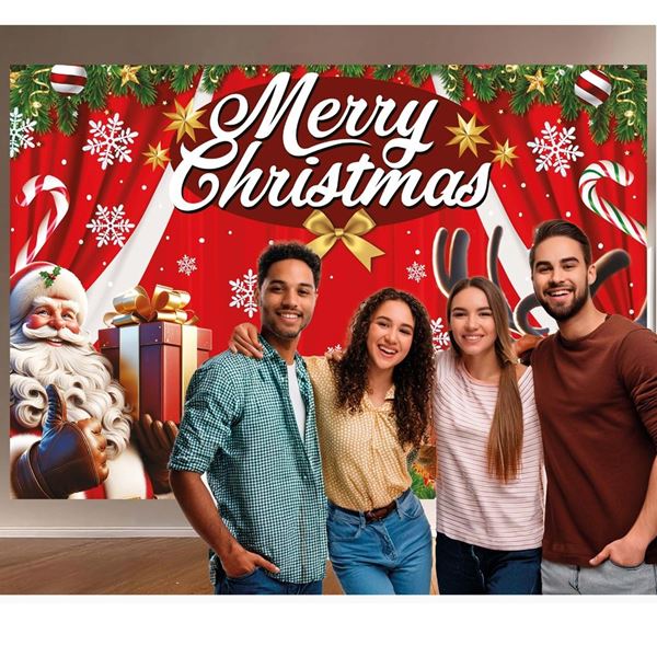 Imagen de Photocall Navideño pared Grande de tela