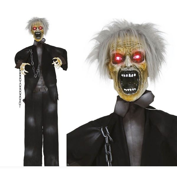 Imagen de Figura Colgante Zombie Encadenado Luz, Sonido y Movimiento con Sensor (170cm)