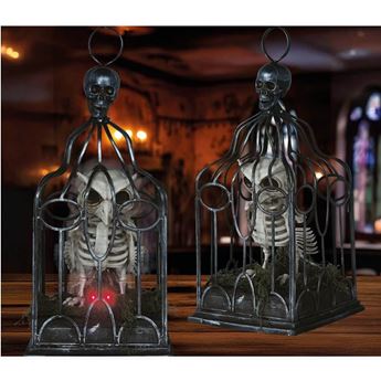 Imagens de Figura Esqueleto Buho en Jaula con Luz, Movimiento, Sonido y Sensor (36cm)