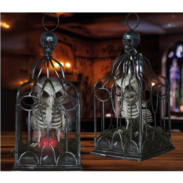 Imagens de Figura Esqueleto Buho en Jaula con Luz, Movimiento, Sonido y Sensor (36cm)