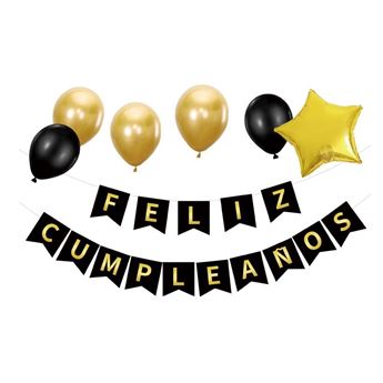 Imagens de Set Cumpleaños Sorpresa Dorado y Negro