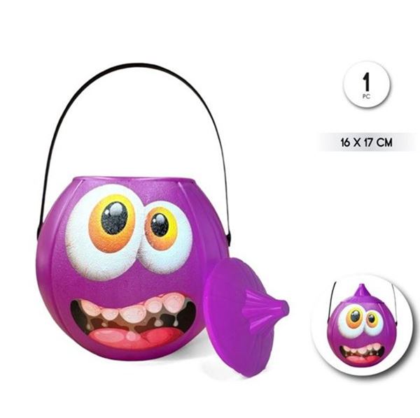 Imagens de Cubo Calabaza Divertida Morada con Tapa