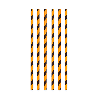 Imagen de Pajitas Rayas Naranja y Negro Papel (20uds)