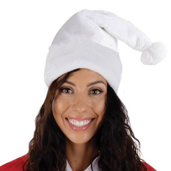 Picture of Gorro Santa Claus Blanco Especial Aterciopelado Adulto