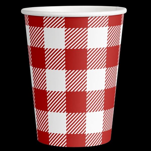 Imagen de Vasos Picnic Vichy Rojo cartón (8 unidades)