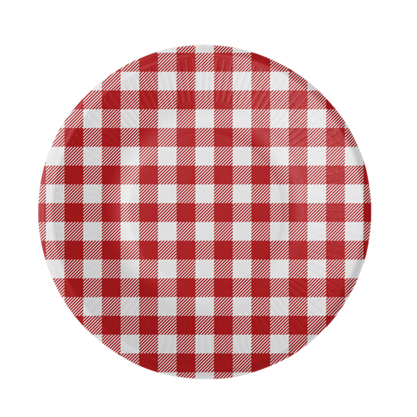 Imagen de Platos Picnic Vichy Rojo cartón 18cm (8 unidades)
