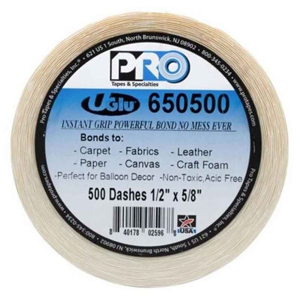 Picture of PRO UGLU DASHES ROLLO 500 PEGATINAS DOBLE CARA 1.5cm x 1.0cm