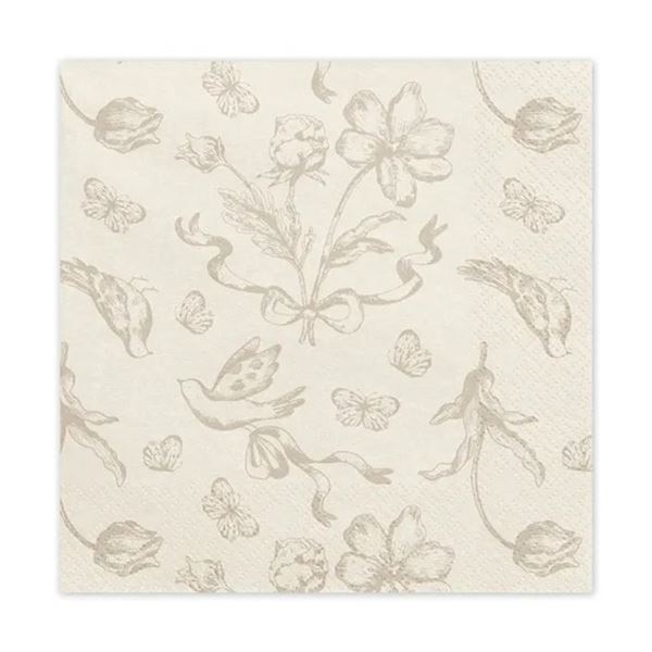 Picture of Servilletas Flores con Detalles Beige 33cm (12uds)