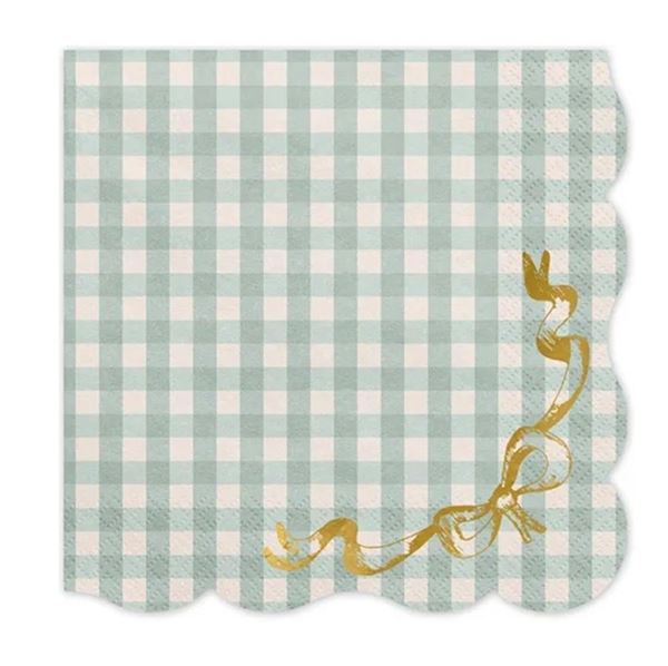 Picture of Servilletas Estampado Vichy Verde con Detalles Dorados 33cm (12uds)