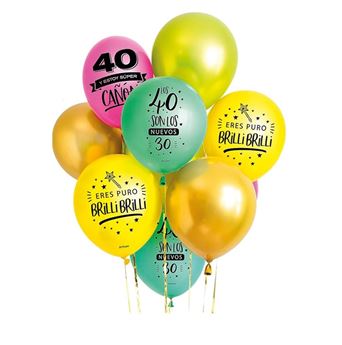 Picture of Globos Felices 40 Años Surtidos Látex (10 unidades)
