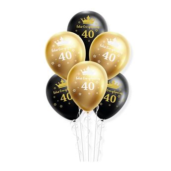 Picture of Globos Feliz Cumpleaños 40 Látex (6 unidades)