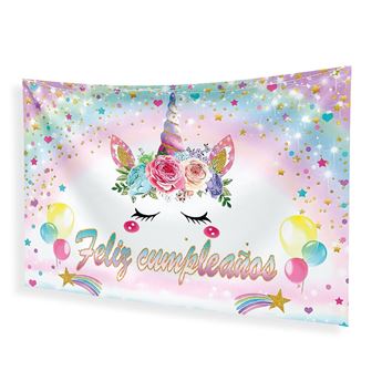 Picture of Fondo Feliz Cumpleaños Unicornio Tela (120cm x 68cm)