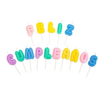 Imagen de Velas Feliz Cumpleaños Letras Pastel con Relieve 