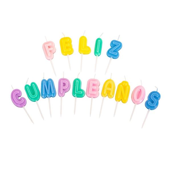 Imagen de Velas Feliz Cumpleaños Letras Pastel con Relieve 