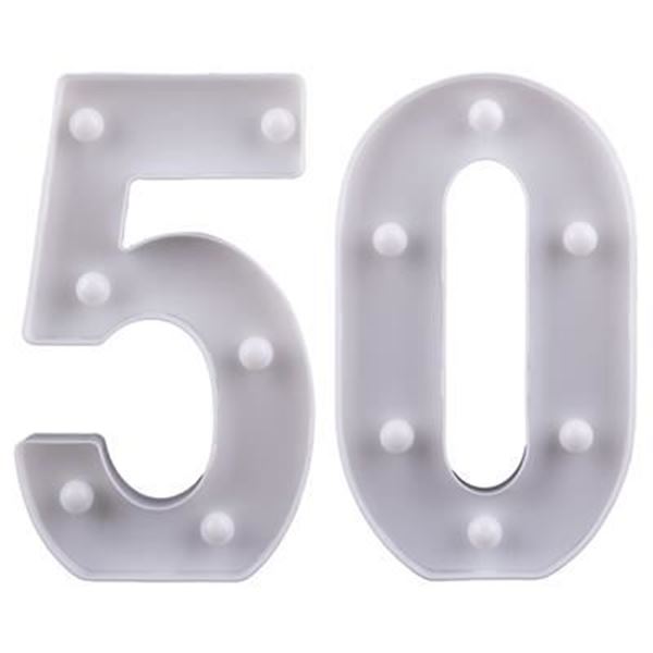 Imagen de Número 50 Luminoso Cumpleaños Aniversarios (26cm x 20cm)