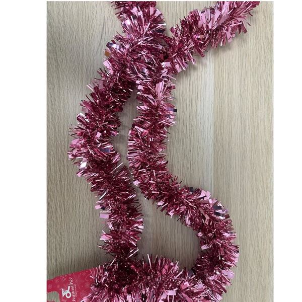 Imagen de Espumillón Rosa Metalizado 180cm 7cm