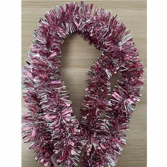 Imagen de Espumillón Rosa y Plata Brillante 180x7cm