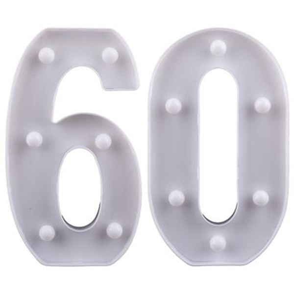 Imagen de Número 60 Luminoso Cumpleaños Aniversarios (23cm x 20cm)