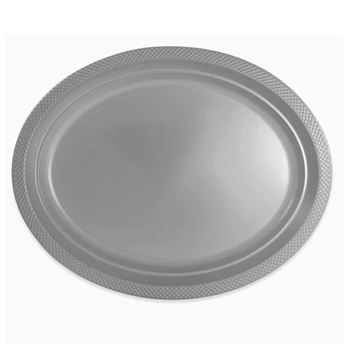Imagen de Bandejas Plateadas Ovaladas Plástico 31cm (10 unidades)
