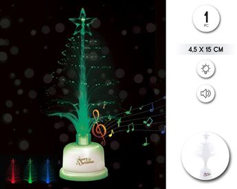 Imagen de Mini árbol de Navidad con luz LED y música (15cm)