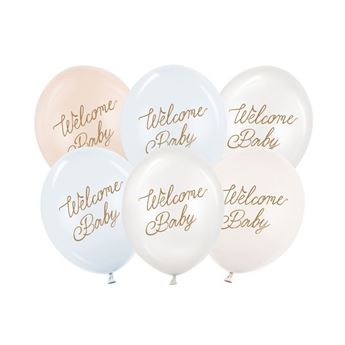 Imagen de Globos Látex Welcome baby Mix Azul (6uds)