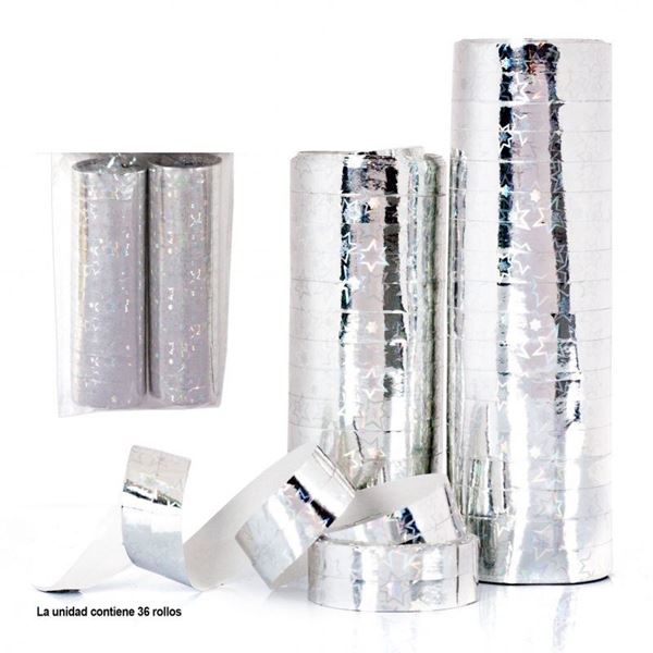Imagen de Rollos Serpentina Estrellas Plata Metalizadas (36)