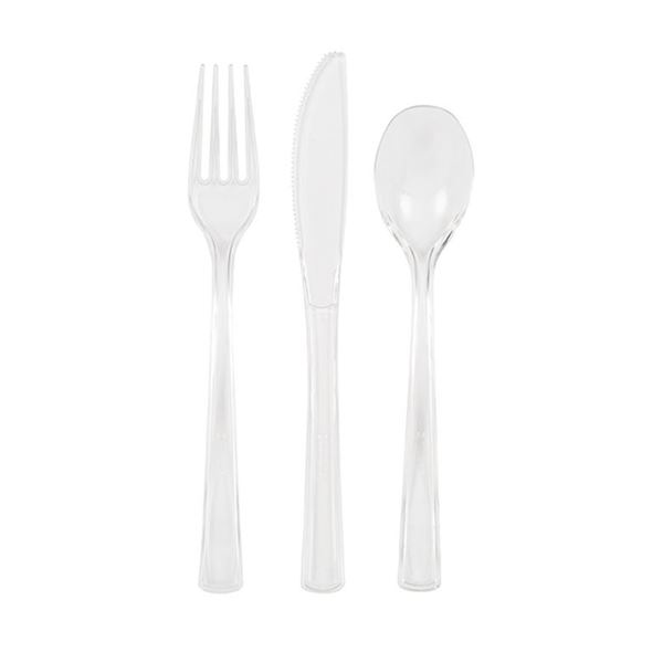 Imagens de Cubiertos Transparentes plástico Reutilizables (6x3)