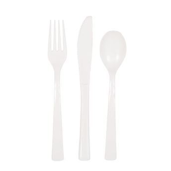 Picture of Cubiertos Blancos de Plástico Reutilizables (6x3)