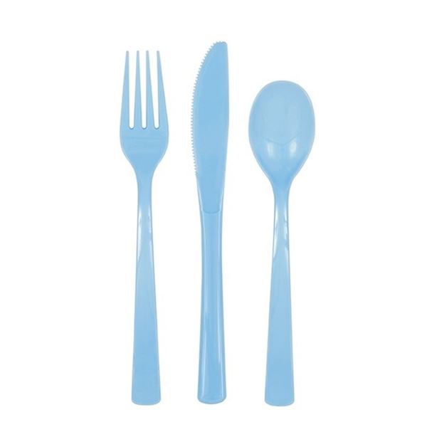 Imagens de Cubiertos Azul claro Plástico Reutilizables (6x3)
