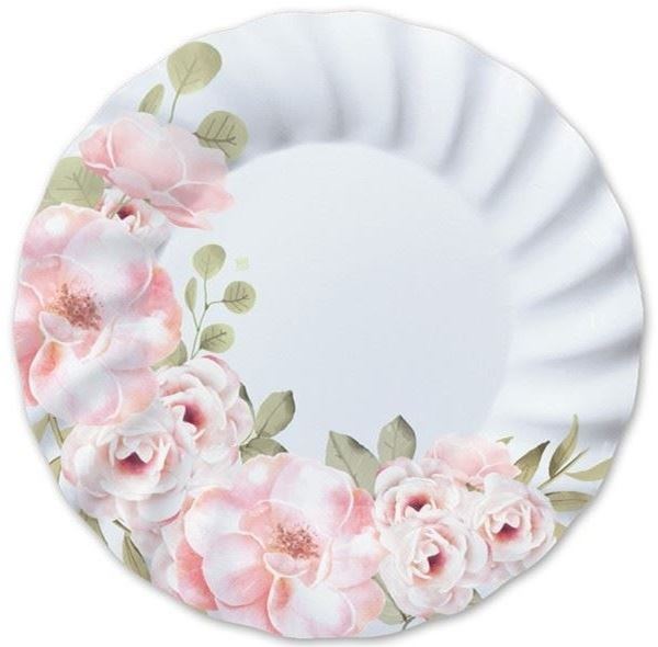 Imagen de Platos Floral Aniversario cartón 25cm (6 unidades)