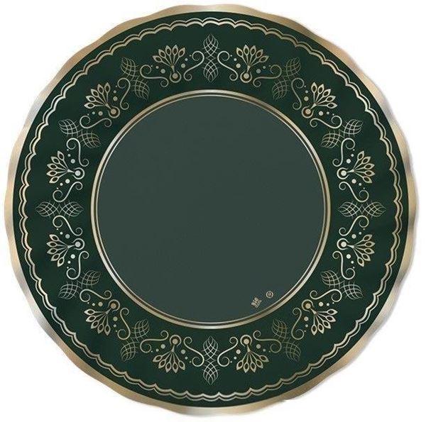 Imagen de Platos Royal Green Gold cartón grandes 30cm (6 unidades)