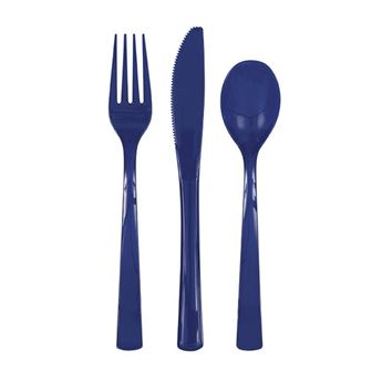 Imagens de Cubiertos Azul marino Plástico Reutilizables (18uds)