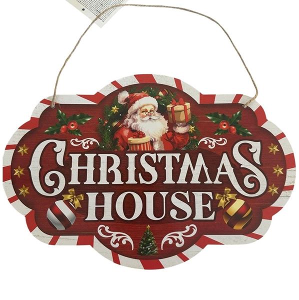 Imagen de Letrero de Madera Navideño Christmas House 34x19cm