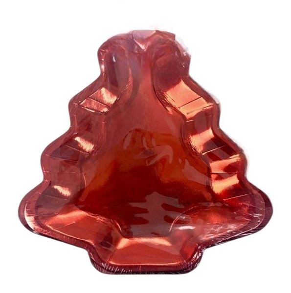 Imagens de Platos Forma Árbol de Navidad Rojo cartón 22cm (6 unidades)