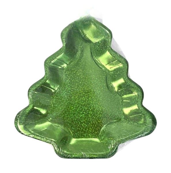 Imagens de Platos Forma Árbol de Navidad Verde cartón 22cm (6 unidades)