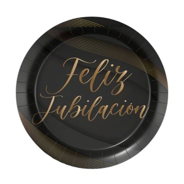 Picture of Platos Feliz Jubilación cartón 18cm (8 uds)