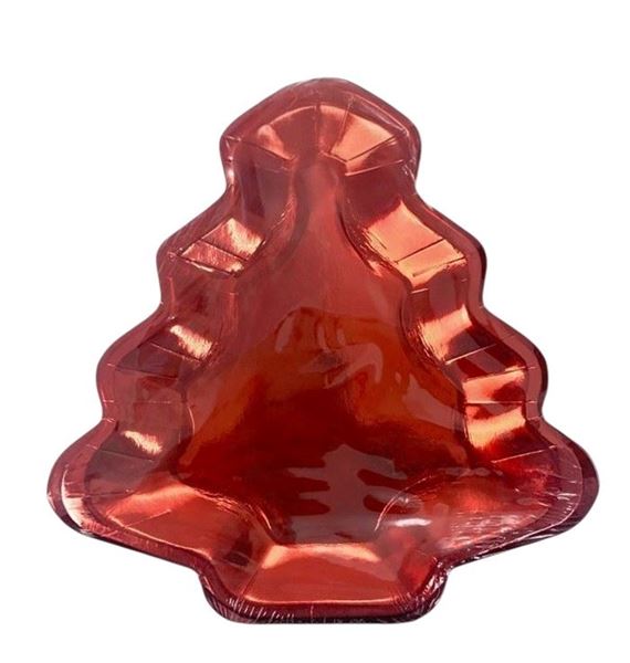 Picture of Platos Forma Árbol de Navidad Rojo cartón 22cm (6 unidades)