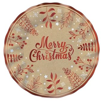 Imagen de Platos Cartón Kraft Merry Christmas Ø 30 cm (6uds)