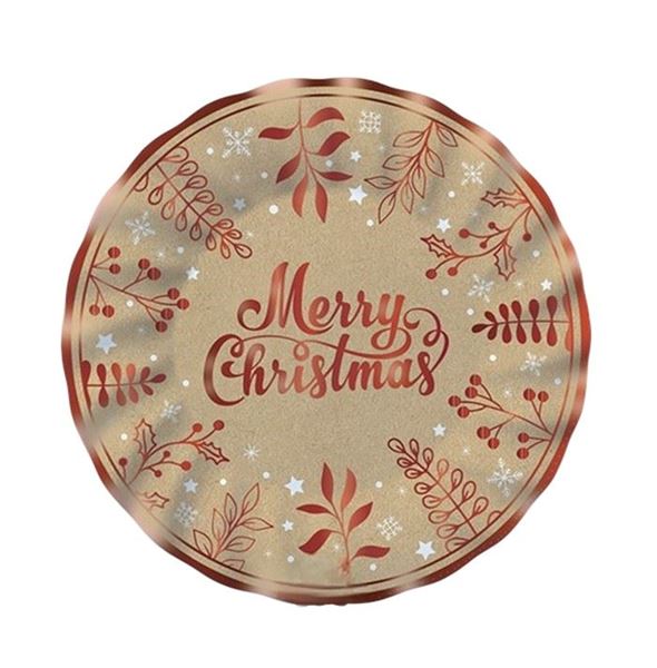 Picture of Platos Cartón Kraft Merry Christmas Ø 20 cm (6uds)