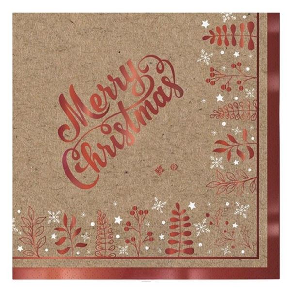 Picture of Servilletas Kraft Merry Christmas 33 cm (16uds)
