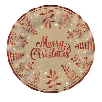 Imagens de Platos Cartón Kraft Merry Christmas Ø 25cm (6 unidades)