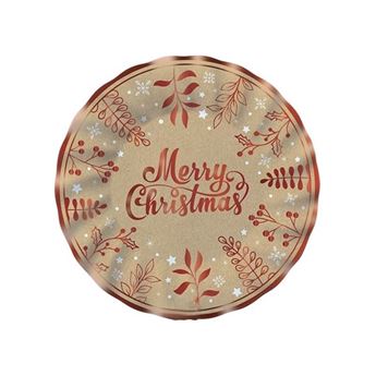 Imagens de Platos Cartón Kraft Merry Christmas Ø 20cm (6 unidades)