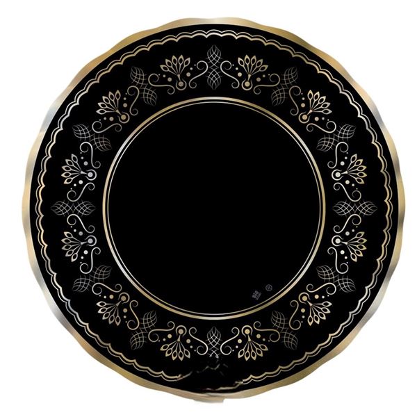Imagens de Platos Royal Black Gold cartón 30cm (6 uds)