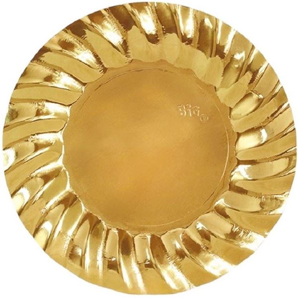 Imagen de Platos Dorados Ondas Metalizado cartón 30cm (6 unidades)