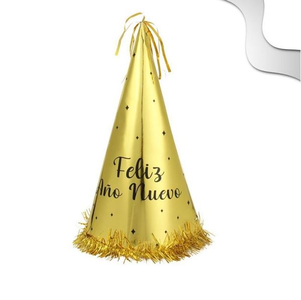 Picture of Gorro Cono Feliz Año Nuevo Dorado