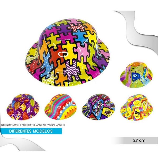 Picture of Sombrero Bombín Fiesta Multicolor Plástico