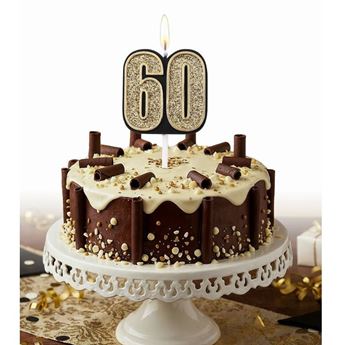 Picture of Vela Número 60 con Purpurina Dorada (5,5cm)